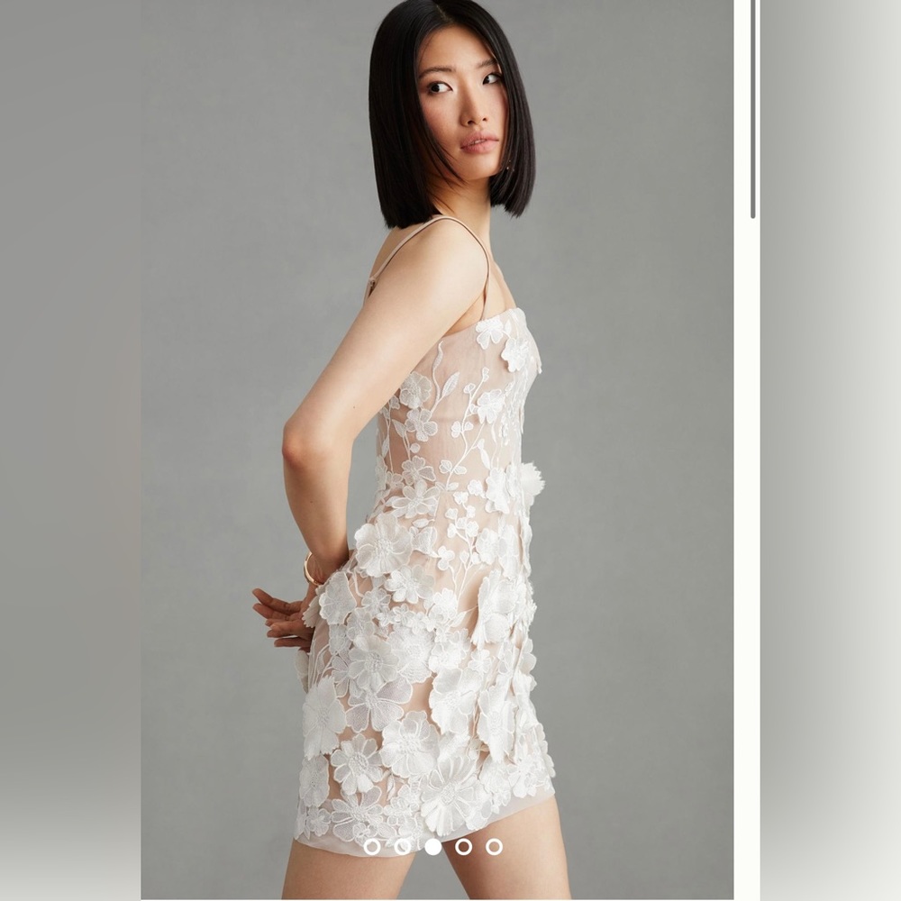 Helsi Structured 3D Floral-Embellished Mini Dress Anthropologie